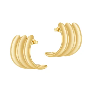 Waterfall Wide C Shape Stud Earrings