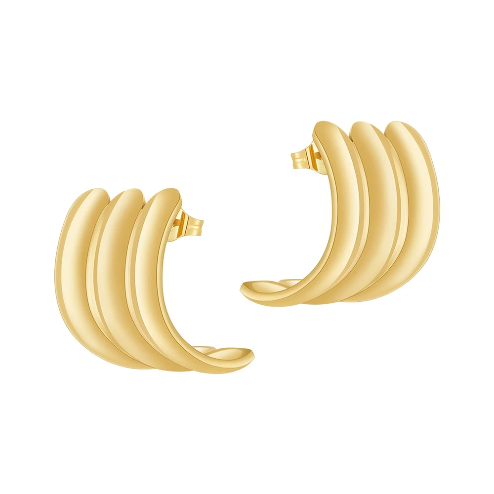 Waterfall Wide C Shape Stud Earrings