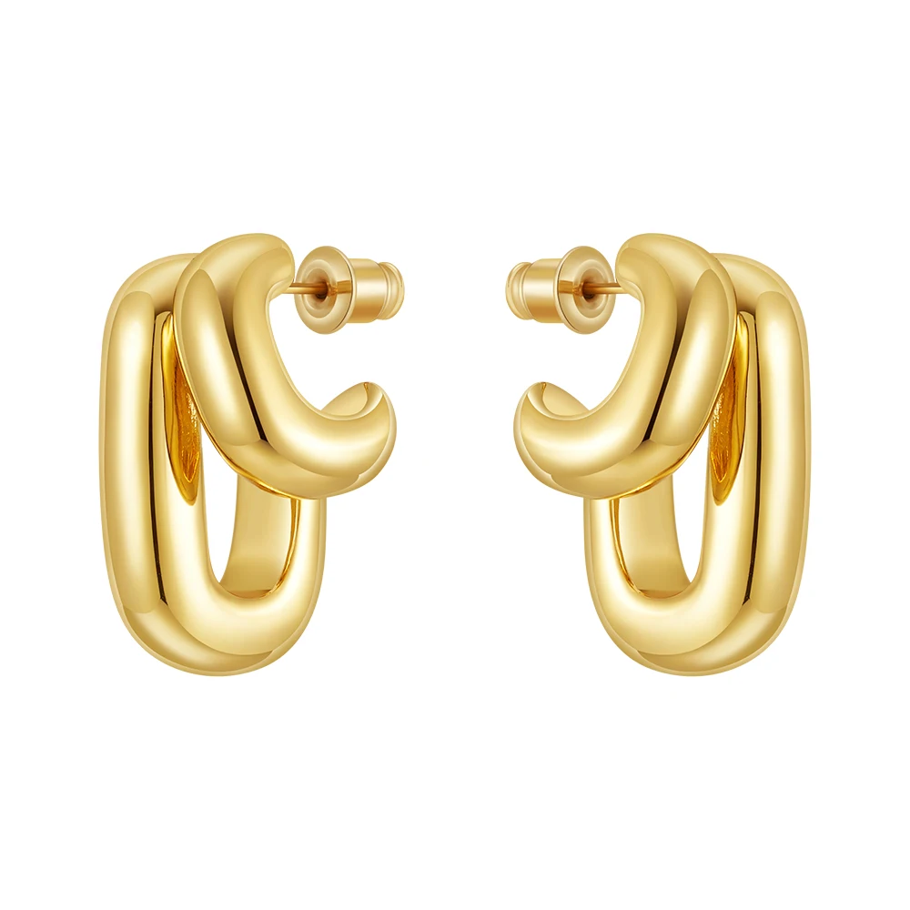 Double Curved Stud Earrings