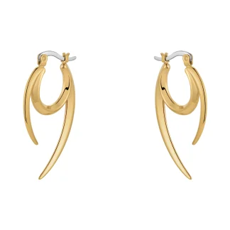 Round U Double Blade Drop Earrings