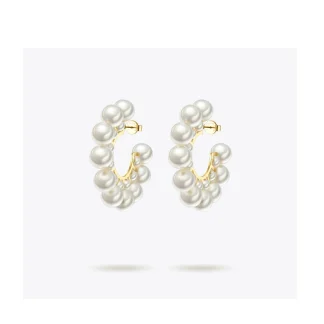 Round Pearl Hoop Earrings