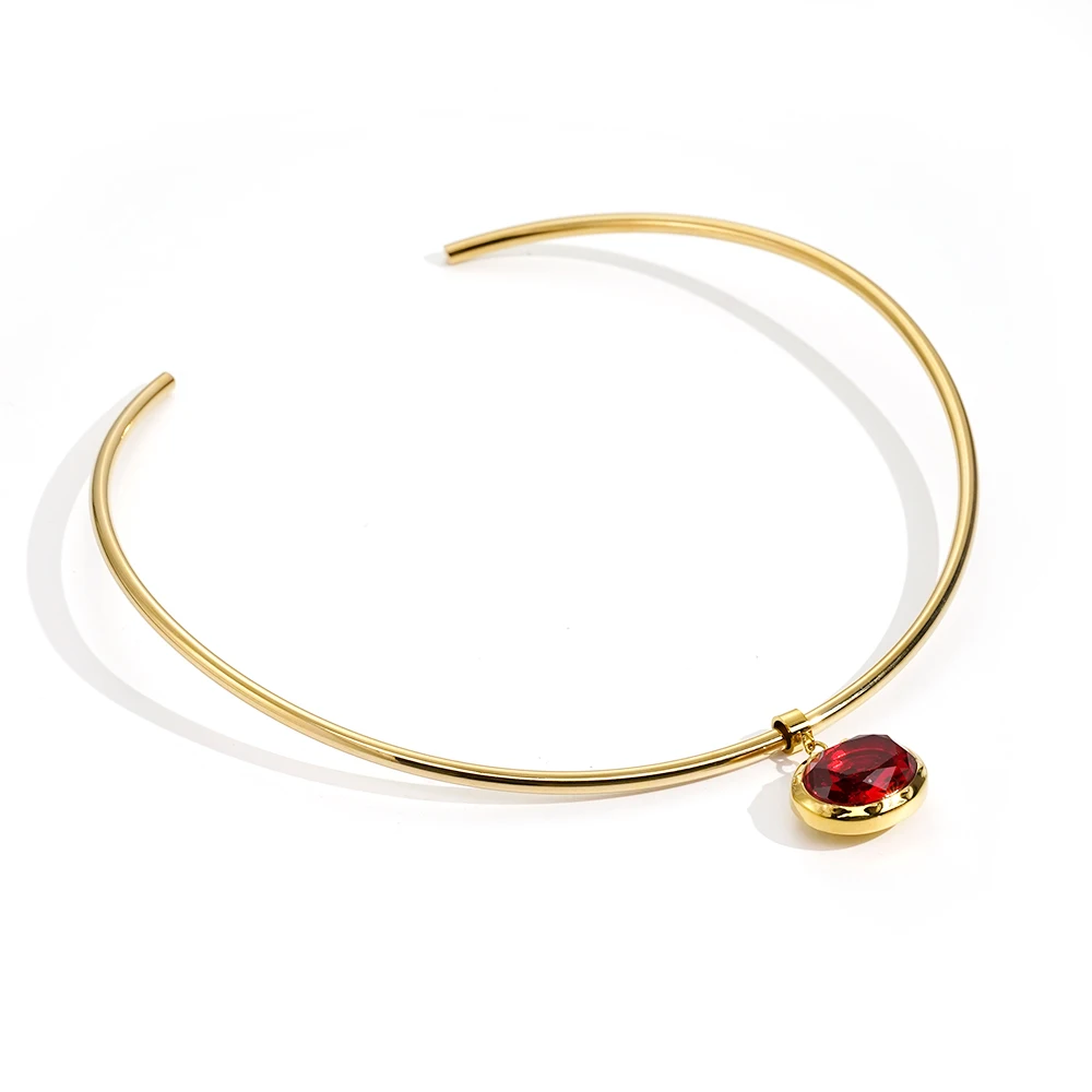 Oval Crystal Colorful Birthstone Necklace - Image 7