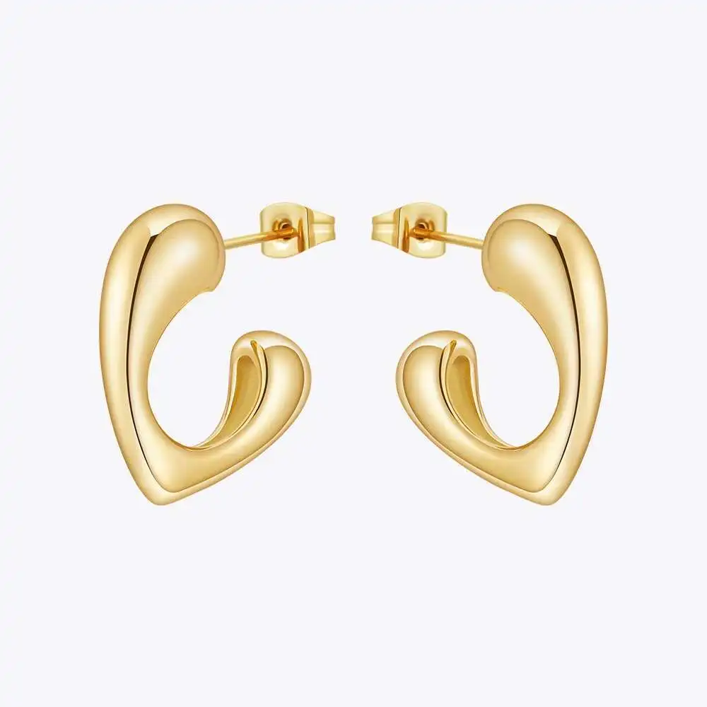 Glossy Heart Stud Earrings - Image 3