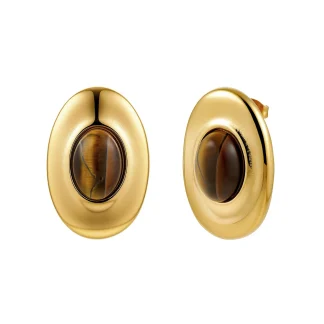 Oval Shape Cat Eye Stud Earrings