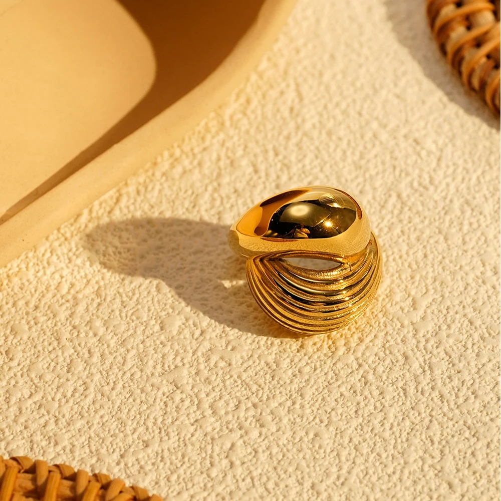 Rain Drop Smooth Stripe Ring - Image 2