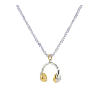 Purple Beads Earphone Necklace