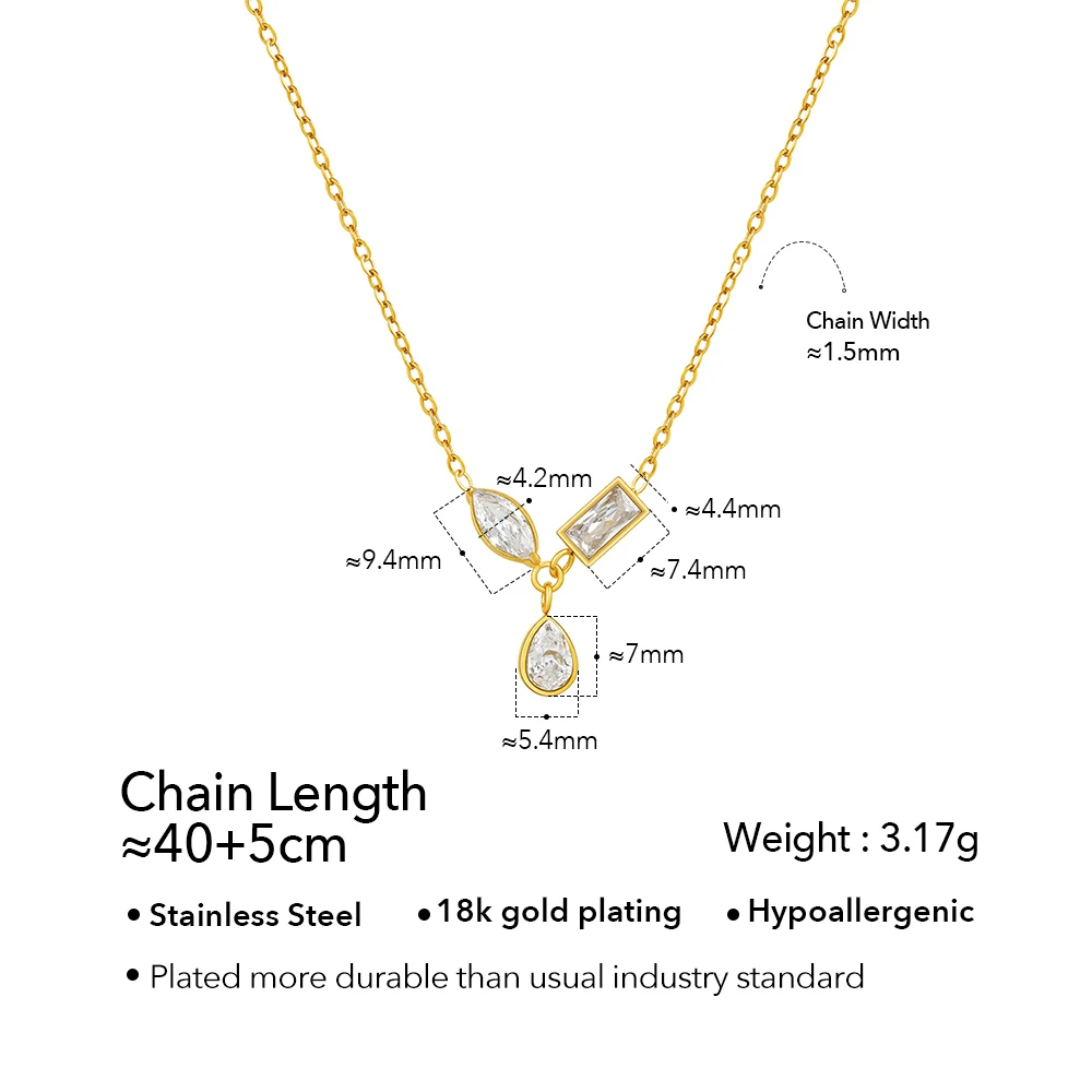 Rhombic Square Zircon Necklace - Image 7