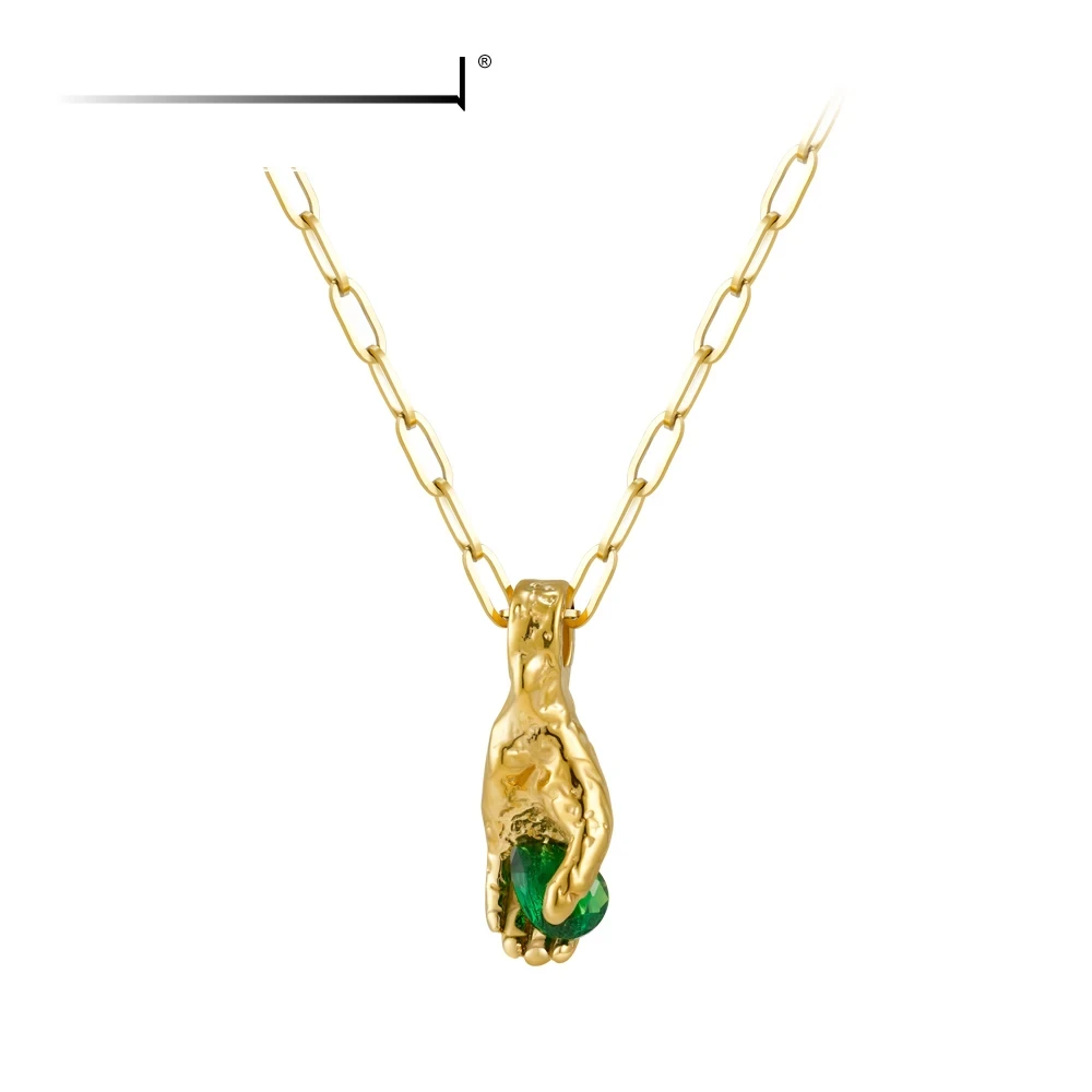 Green Blue Zirconia Hammered Necklace - Image 4