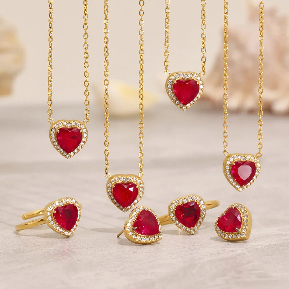 Luck Heart Red Stone Necklace - Image 4