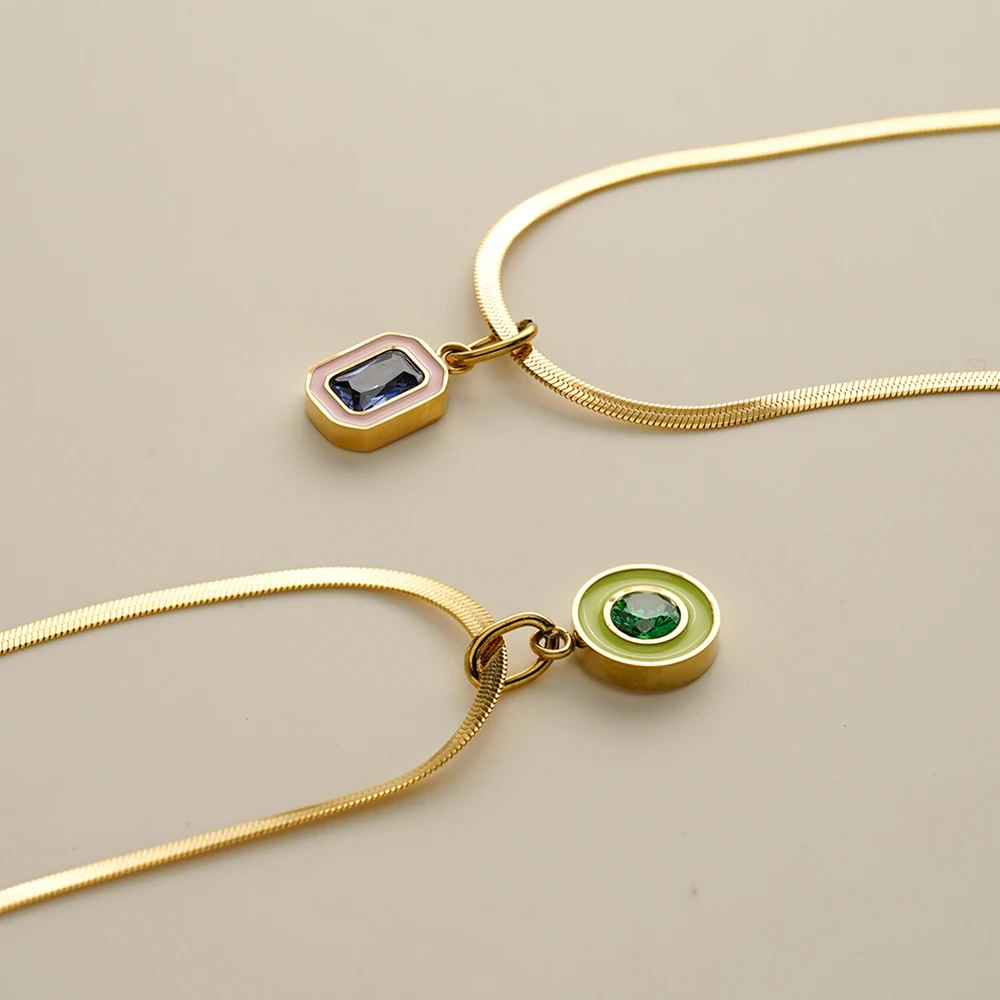 Slice Oil Dripping Zircon Necklace - Image 5
