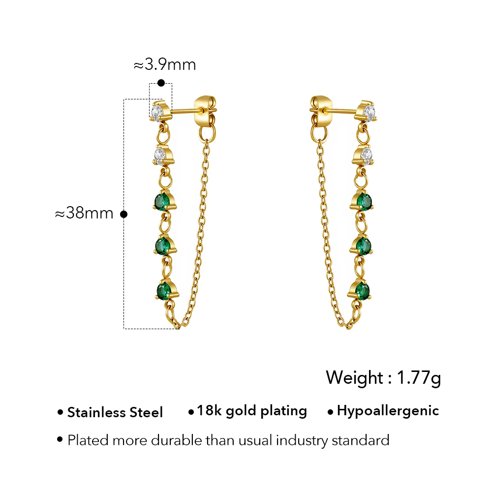 Zircon Chain Hoop Earrings - Image 6