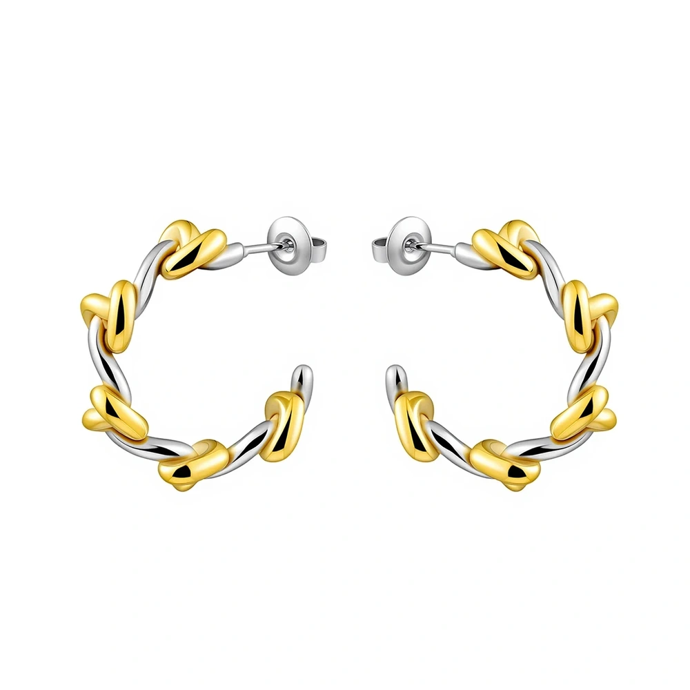 Knot Two Tone Hoop Earrings