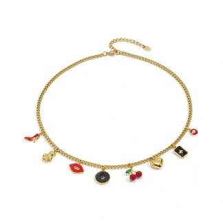 Bear Lip Shoe Heart Necklace