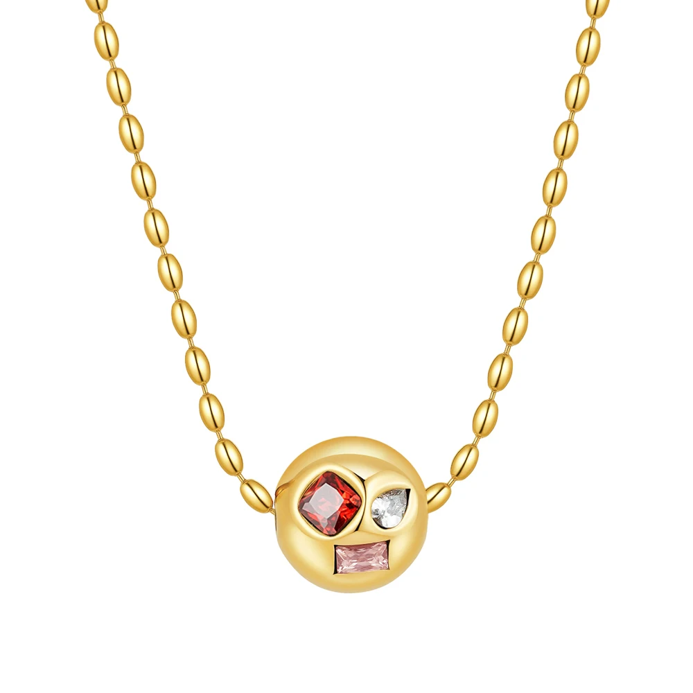 Irregular Zircon Round Ball Necklace - Image 9