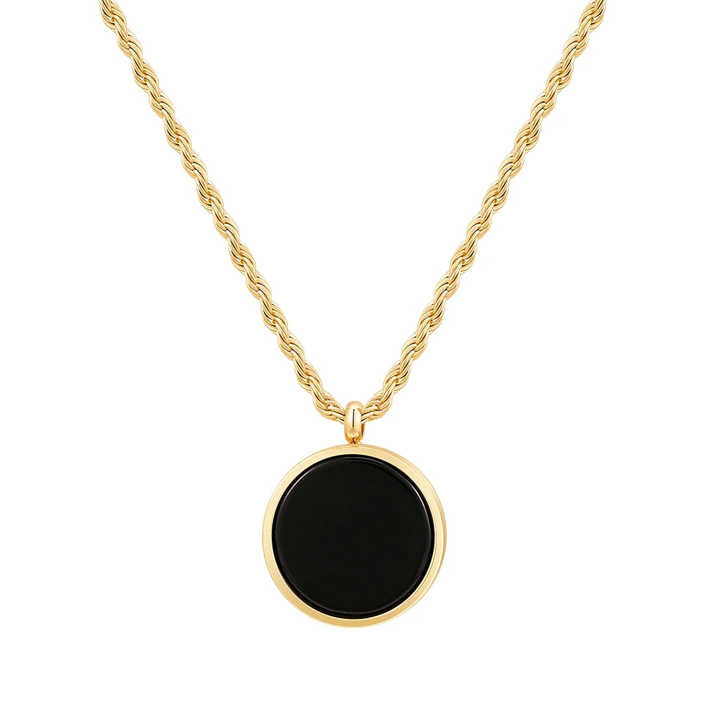 Stone Disk Pendant Necklace - Image 5