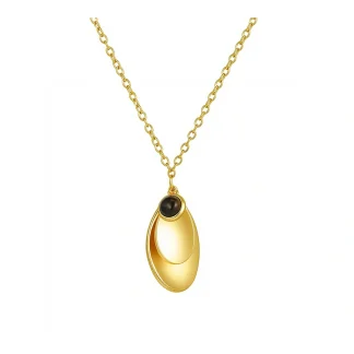 Glossy Curved Leaf Necklace