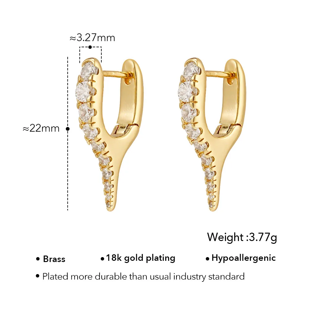 Geometry U Shape Zircon Stud Earrings - Image 7