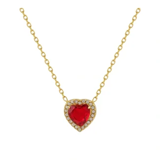 Luck Heart Red Stone Necklace