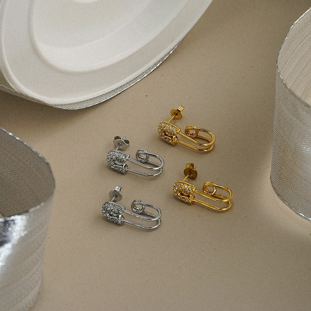 Zircon Brooch Stud Earrings - Image 4
