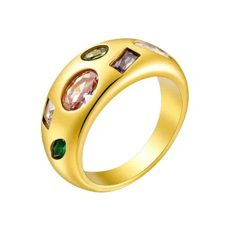 Irregular Colorful Zircon Ring