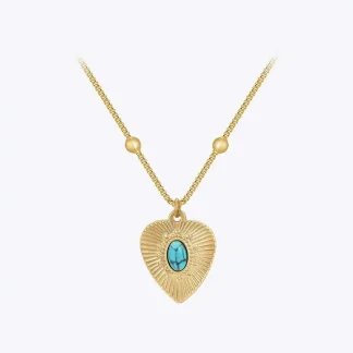Blue Turquoise Heart Pendant Necklace