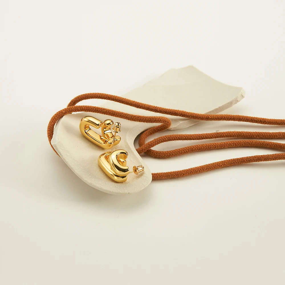 Double Curved Stud Earrings - Image 3