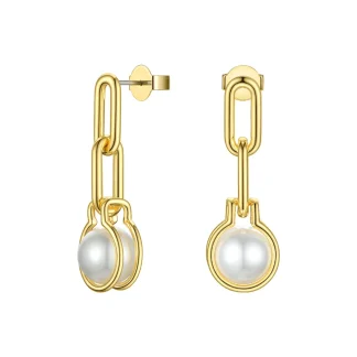 Geometric Pearl Drop Earrings