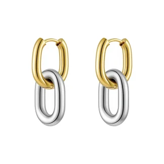 U Shape Two Tone Stud Earrings
