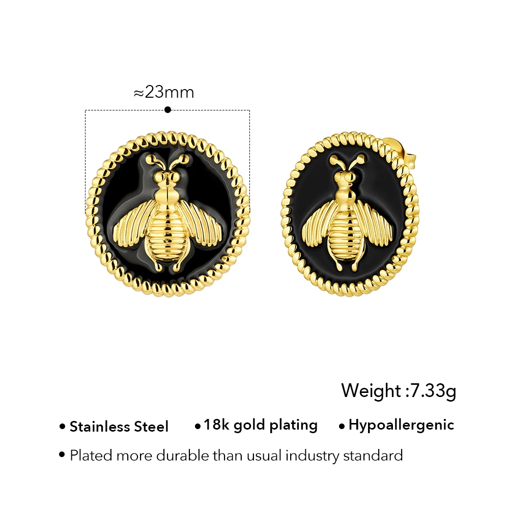 Oil Dripping Bee Stud Earrings - Image 7