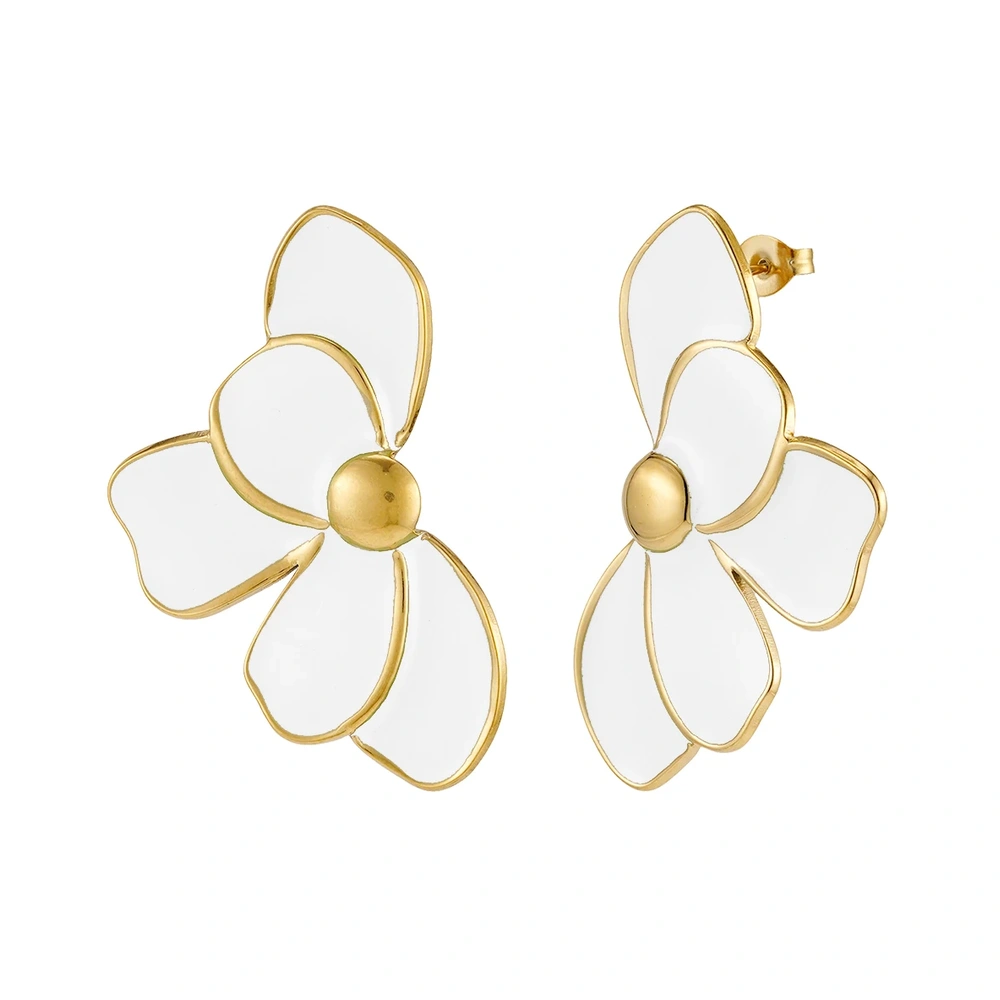 Oil Dripping Flower Stud Earrings