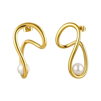 Irregular Lines Pearl Stud Earrings