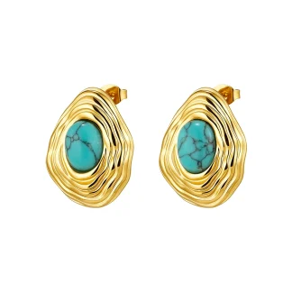 Retro Spiral Stone Stud Earrings