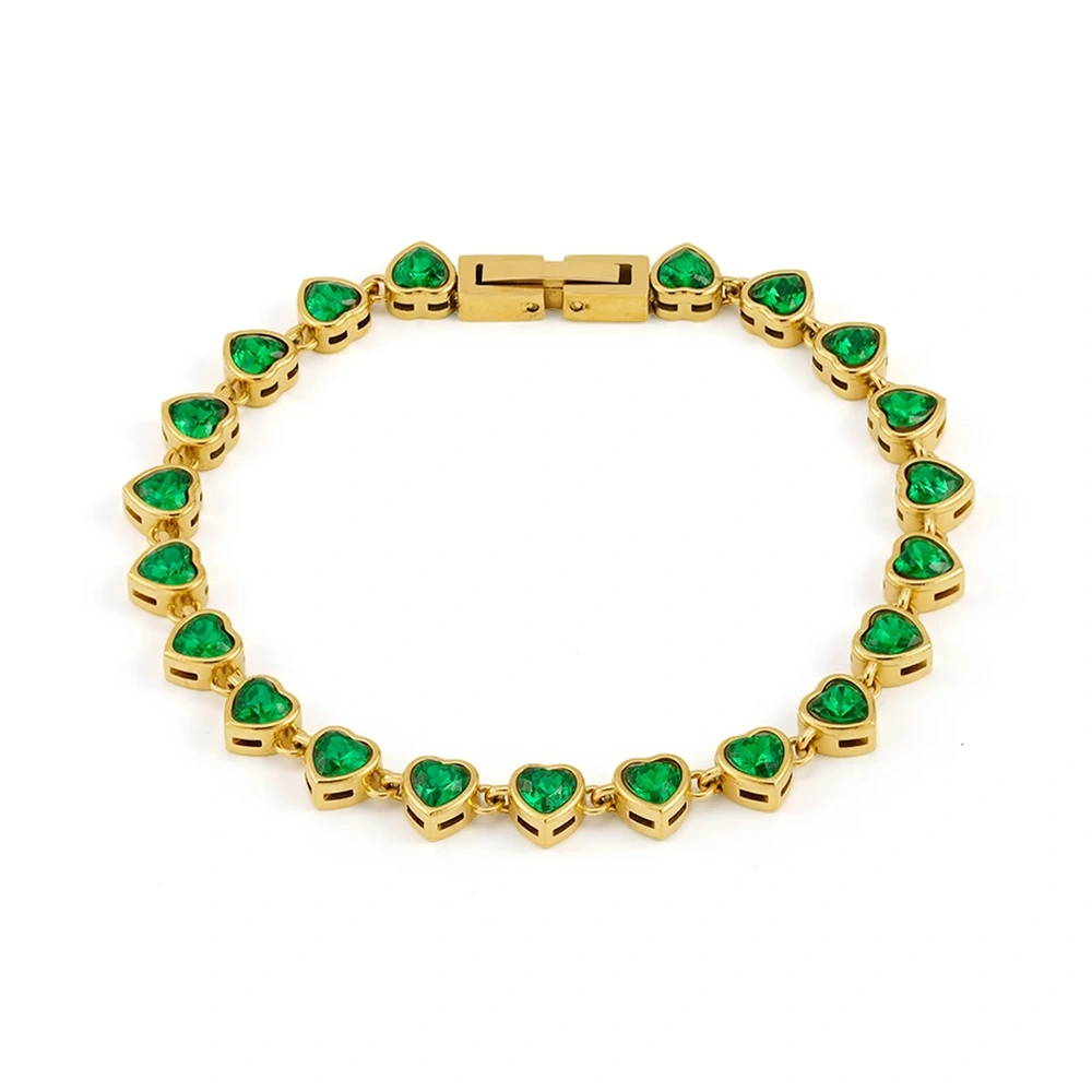 Green Zircon Heart Bracelet