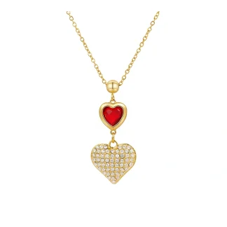 Heart Ruby Zircon Necklace
