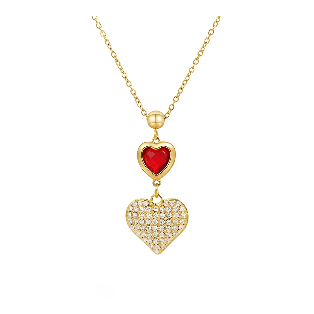 Heart Ruby Zircon Necklace