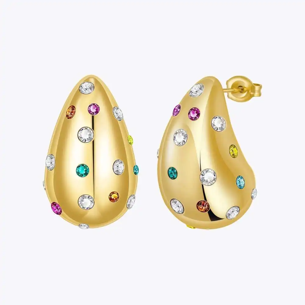 Rain Drop Zircon Stud Earrings - Image 2