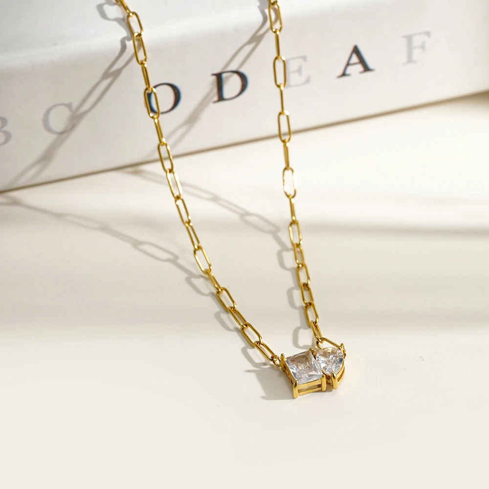Square Rain Drop Zircon Necklace - Image 5