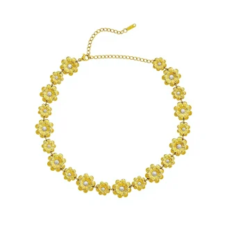 Plant Flower Zircon Necklace