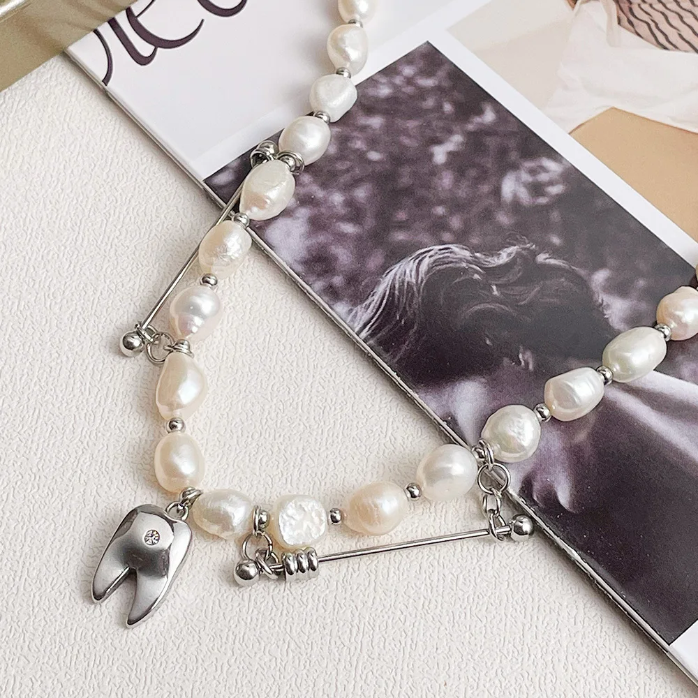 Natural Pearls Tooth Necklace - Image 2