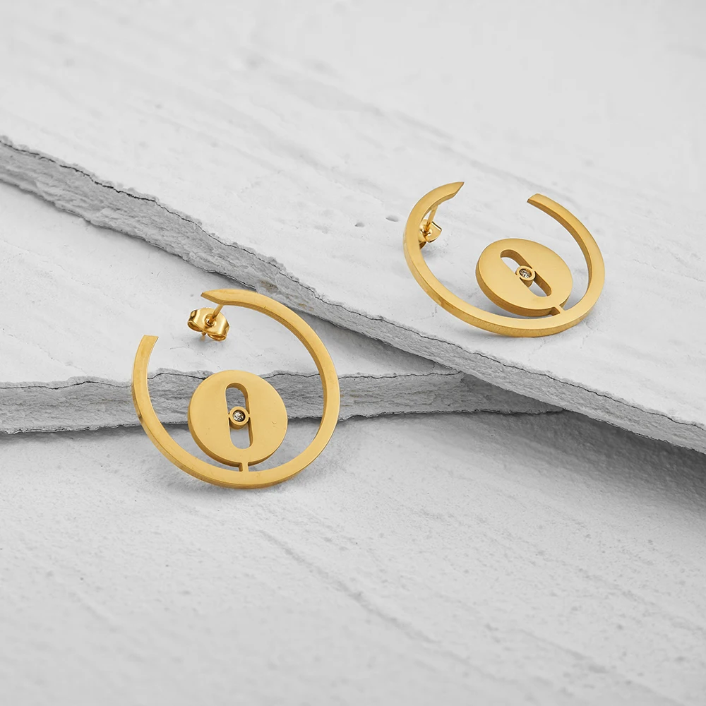Cutout Zircon Hoop Earrings - Image 3