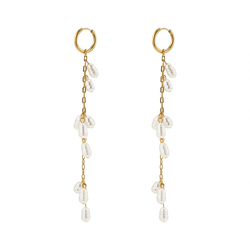 Imitation Pearl Long Stud Earrings