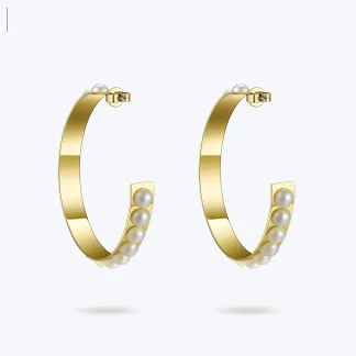 Big Pearl Hoop Earrings
