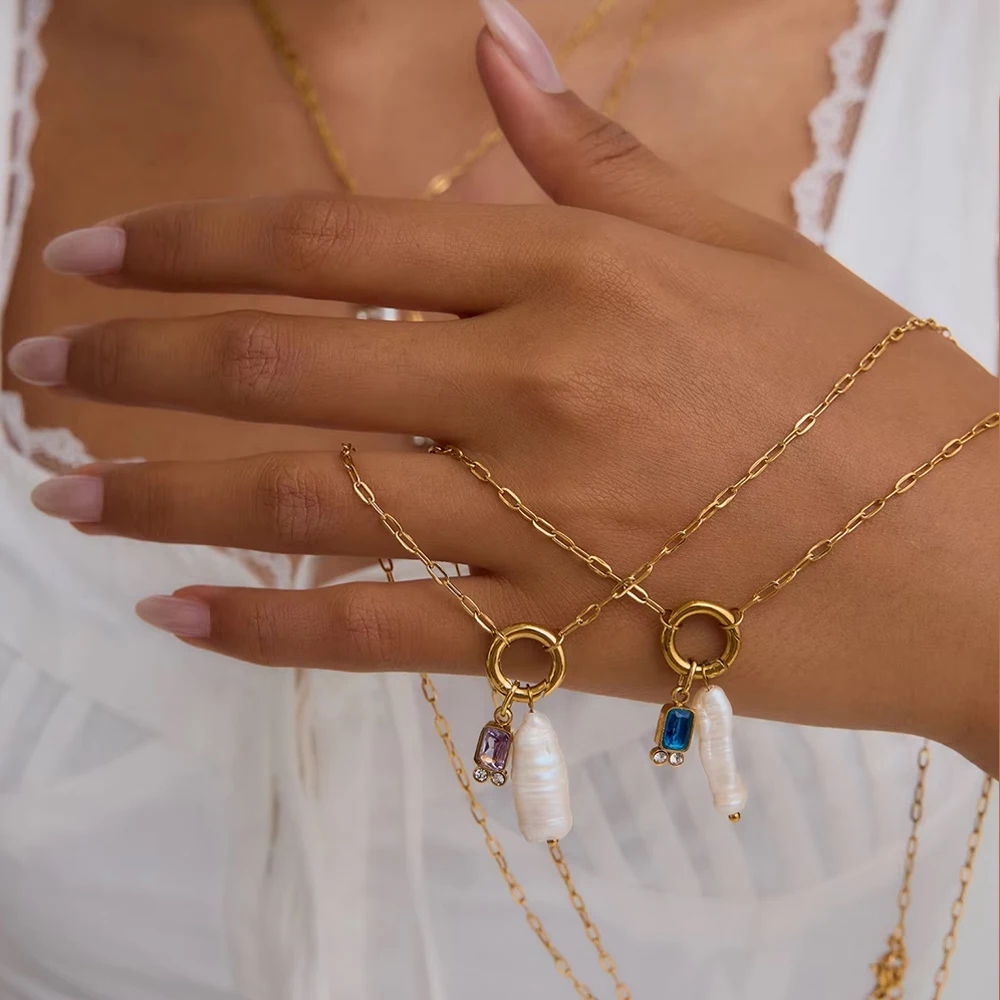 Summer Pearl Zircon Necklace - Image 2