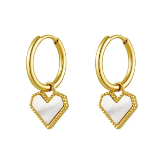 Acrylic Pearl Heart Stud Earrings