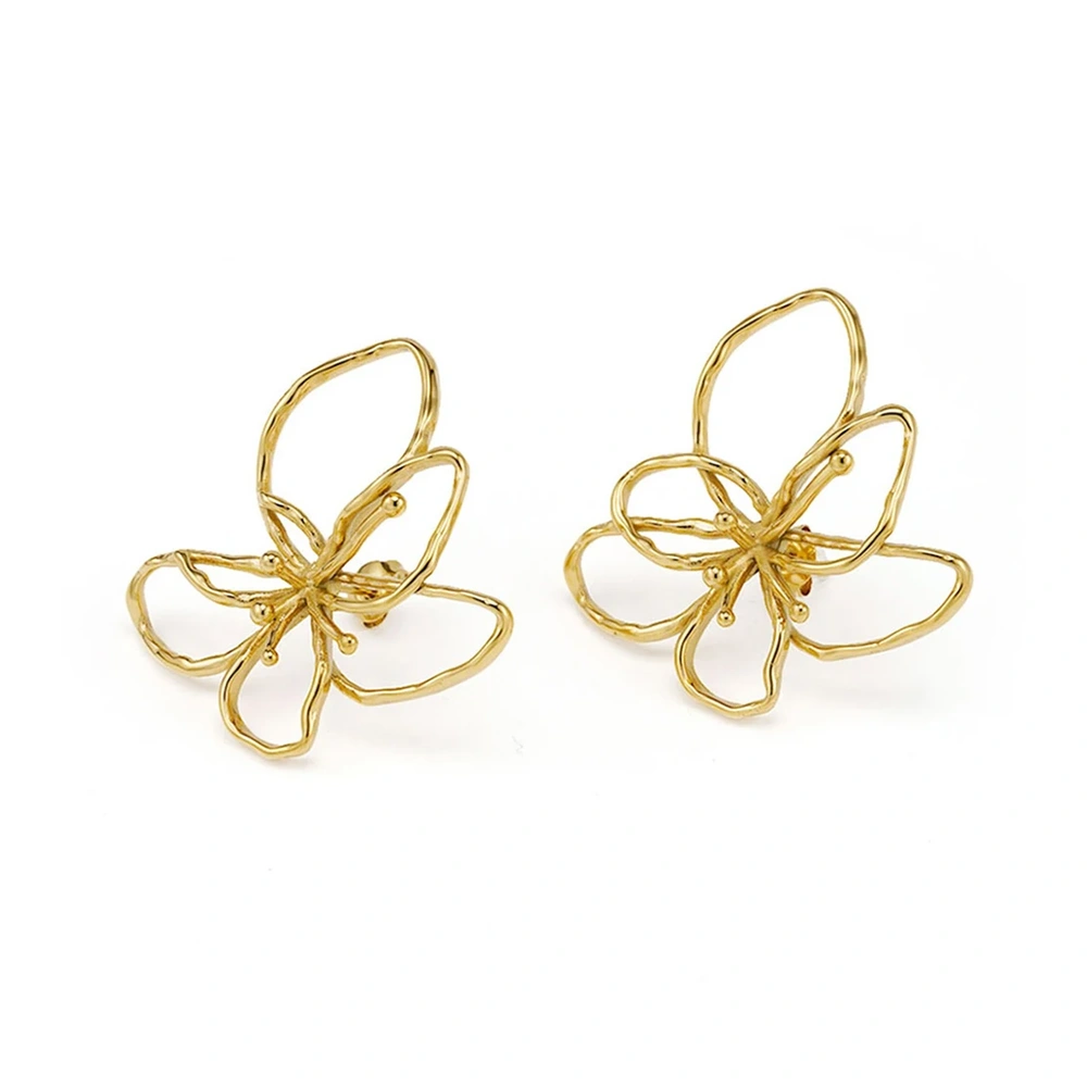 Irregular Hollow Flowers Stud Earrings