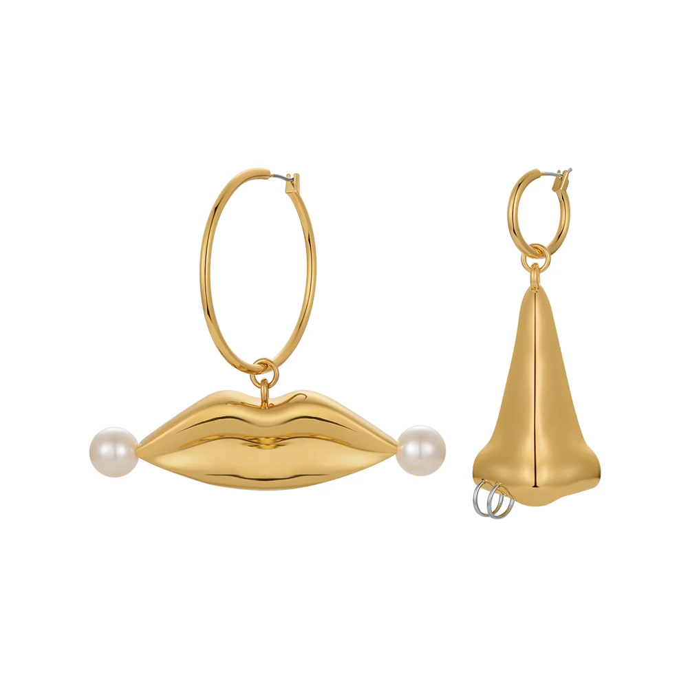 Exaggerated Nose Lips Stud Earrings