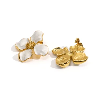 White Drip Stud Earrings