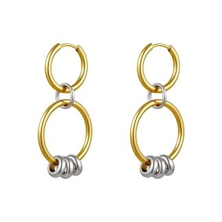 Two Tone Cluster Huggie Stud Earrings