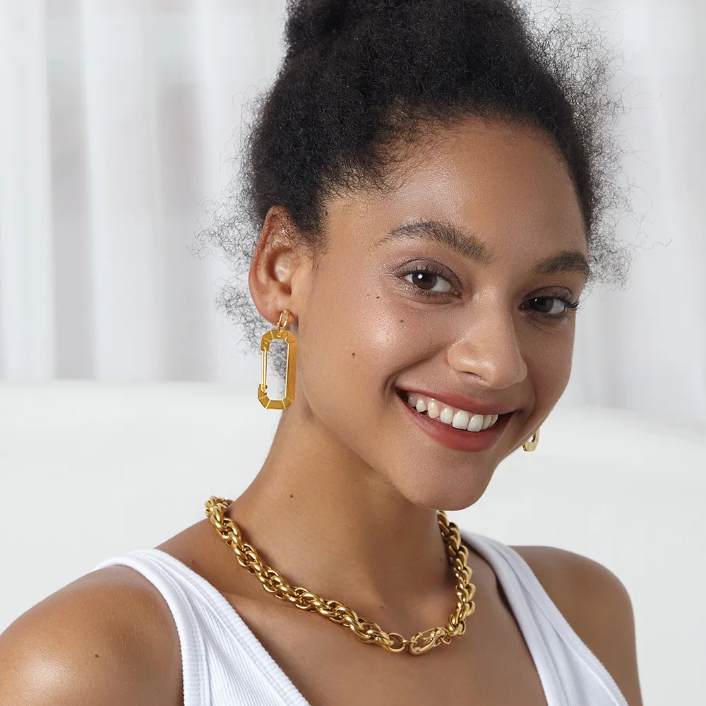 Safety Buckle Hollow Drop Earrings - Image 3