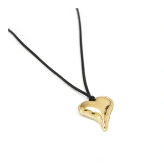 Heart Black Rope Necklace